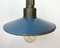 Lámpara colgante industrial de fábrica esmaltada en azul con superficie de aluminio fundido, años 60, Imagen 4