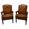 French Arts and Crafts Salon or Library Leather Chairs, 1900s, Set of 2 1