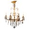 French Crystal 6-Arm Chandelier in Brass, 1920, Image 1