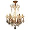 French Crystal 6-Arm Chandelier in Brass, 1930 1
