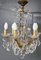 French Crystal 6-Arm Chandelier in Brass, 1930 6