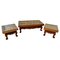 Indian Teak Coffee Table and Side Tables Carved with Elephants, 1970, Set of 3 1