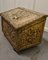 Embossed Brass Log Box with Country Scenes, 1940s 4