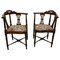 Edwardian Walnut Corner Armchairs, 1900s, Set of 2 1