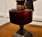 Cranberry Glass Oil Lamp on Decorative Iron Base, 1870s 5