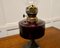 Preiselbeere Öllampe aus Glas mit dekorativem Eisensockel, 1870er 3