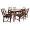 Regency Bamboo Conservatory Table and Chairs, 1960s, Set of 7 1