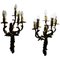Large French Brass 5 Branch Wall Lights, 1960s, Set of 2 1