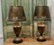 Lámparas de mesa Toleware grandes de color bronce, años 60. Juego de 2, Imagen 2