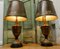 Lámparas de mesa Toleware grandes de color bronce, años 60. Juego de 2, Imagen 5