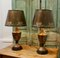 Lámparas de mesa Toleware grandes de color bronce, años 60. Juego de 2, Imagen 3