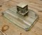 Art Deco Glass and Brass Desk Inkwell with Pen Rest, 1920s 2