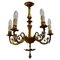 Rococo Style Gilded Brass 5-Branch Chandelier, 1910s 1