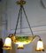 Lampe Centrale à 3 Branches Art Déco en Verre Peint, 1920s 5