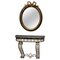 French Iron and Marble Console Table with Mirror, 1870s, Set of 2 1