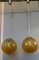 Large Amber Globe and Chrome Hanging Lights, 1960, Set of 6 5