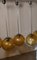 Large Amber Globe and Chrome Hanging Lights, 1960, Set of 6 10