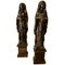19th Century Cast Iron Female Figures Holding Pestle and Mortar, 1860s, Set of 2 1