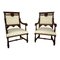 French Gothic Walnut Library Throne Chairs, 1870, Set of 2 1