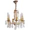 French Cut Glass and Brass Chandelier, 1920s, Image 1