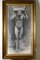 Male Nude Posing as Atlas, 1960, Large Study in Charcoal, Framed 9