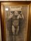 Hombre desnudo posando como Atlas, 1960, gran estudio en carboncillo, enmarcado, Imagen 2