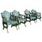 Cast Iron Garden Armchairs with Four Seasons Plaques on the Backs, 1950, Set of 4 1