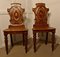 Early 19th Century Golden Oak Hall Chairs, Set of 2 4
