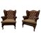 Chesterfield Wing Back Leather Library Chairs, 1940s, Set of 2 1