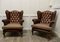 Chesterfield Wing Back Leather Library Chairs, 1940s, Set of 2 2
