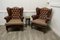 Chesterfield Wing Back Leather Library Chairs, 1940s, Set of 2, Image 4