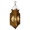 North African Stained Glass and Brass Hanging Lantern Shade, 1890s, Image 1
