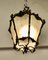 French Rococo Brass & Etched Glass Lantern Hall Light, 1920 2