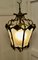French Rococo Brass & Etched Glass Lantern Hall Light, 1920 4