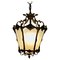 French Rococo Brass & Etched Glass Lantern Hall Light, 1920 1