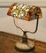 Lampada da scrivania Tiffany in ferro e vetro, anni '50, Immagine 4
