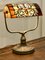 Lampada da scrivania Tiffany in ferro e vetro, anni '50, Immagine 3