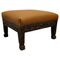 Carved Oak Foot Stool Upholstered in Leather, 1890s, Image 1