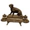 French Inkwell Stand with Hunting Retriever Dog, 1880 1