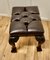 19th Century Chesterfield Carved Walnut Leather Library Stool, 1880s 7