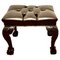 19th Century Chesterfield Carved Walnut Leather Library Stool, 1880s 1