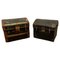 Victorian Canvas and Leather Dome Top Travel Trunks, 1880s, Set of 2 1