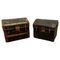 Victorian Canvas and Leather Dome Top Travel Trunks, 1880s, Set of 2, Image 1