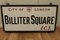 Edwardian City of London Glass Street Sign Bilter Square E.C.3, 1910s 2