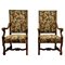 French Arts and Crafts Gothic Walnut Library Chairs, 1880, Set of 2 1