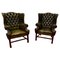 Gentleman's Wing Back Chesterfield Bibliotheksstühle aus Leder, 1900, 2er Set 1