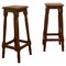 French Farmhouse High Kitchen Stools in Walnut, 1890, Set of 2 1