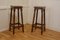 French Farmhouse High Kitchen Stools in Walnut, 1890, Set of 2 2