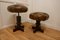 French Button Leather Swivel Piano Stools, 1890s, Set of 2 2