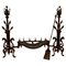 Large French Inglenook Fire Grate on Fire Dogs, 1800 1
